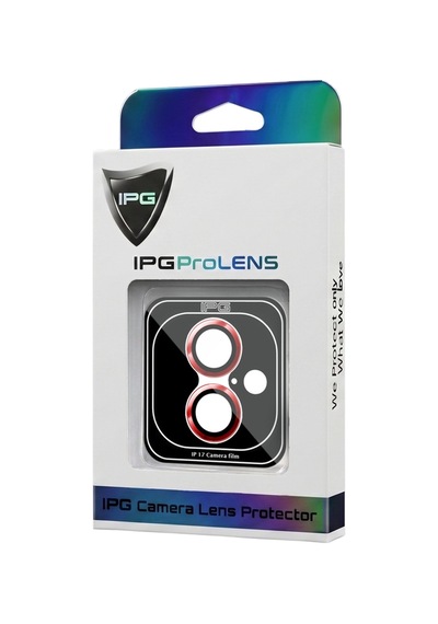 Apple iPhone Uyumlu 17 İçin Ipg Prolens Kamera Lens Koruyucu Alüminyum Cd Çerçeveli, Kırılmaz Cam Kırmızı