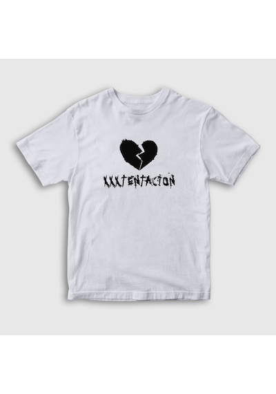 Presmono Unisex Çocuk Broken Heart Xxxtentacion T-shirt Beyaz