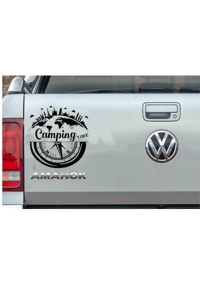 Kamp Ve Pusula Sticker - Adventure 4x4 Off Road Pickup Sticker - Araba Oto Cam Araç Karavan Sticker - 02517 60x60 Cm