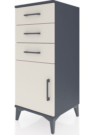 Hyperion Komodin Tek Raflı 3 Çekmeceli Tek Kapaklı 44x44x106 ... Antrasit