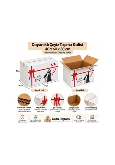 40x60x30 Cm Dayanıklı Çeyiz Taşıma Kolisi 10 Adet