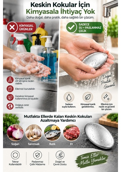 Gümüş Paslanmaz Çelik Sabun Metal Koku Giderici El Sarımsak Soğan Balık Kokusu Giderme Aparatı Karışık