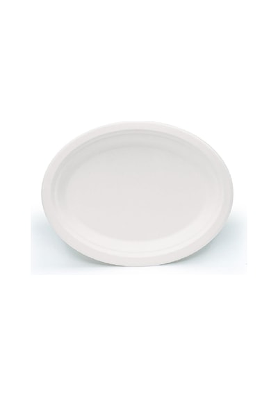 Ekolojik 72 Kişilik Parti Piknik Sofra Sunum Seti - 28x20 Cm. Oval Tabak Bardak Çatal Kaşık Takımı