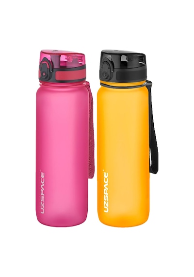 Uzspace 2'li Tritan Matara Seti 800 Ml 14 Farklı Renk Seçeneği Fiftyfifty-3053seta Pembe - Turuncu