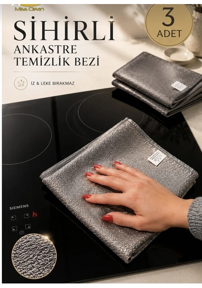 Missclean 3adet Gri Sihirli Ankastre Ocak Davlumbaz Temizlik Bezi 40 40cm