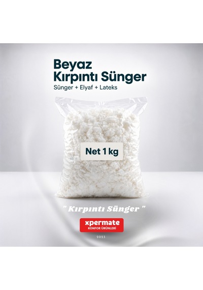 Kırpıntı Sünger Dolgu Malzemesi Beyaz Sünger Parçacıkları Elyaf Kırpık Sünger Dolgu Lateks 1 Kg