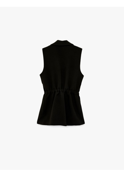 Koton Regular Fit Kolsuz Kemerli Kruvaze Yaka Yelek Siyah 6sak20009uw Siyah