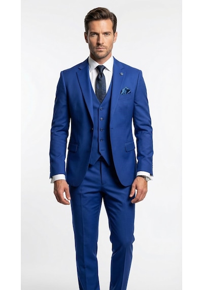 Erkek 3 Parça Slim Fit Takım Elbise Klasik Likralı Kumaş, Tek Düğme, Çift Yırtmaçlı Modern Kesim Ceket Yelek Pantolon Saks Erkek 3 Parça Slim Fit Takım Elbise Klasik Likralı Kumaş, Tek Düğme, Çift Yırtmaçlı Modern Kesim Ceket Yelek Pantolon Saks