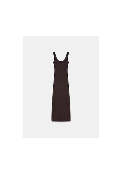 Dilvin 91733 Askılı Midi Boy Elbise-koyu Kahve-16509