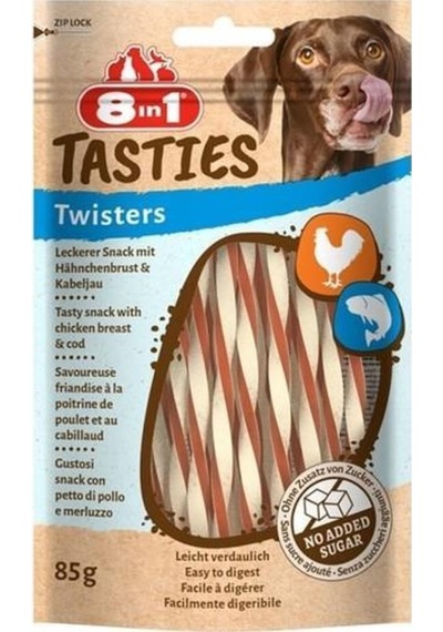 8in1 Tasties Twisters Tavuklu Balıklı Burgu Köpek Ödülü 85 G