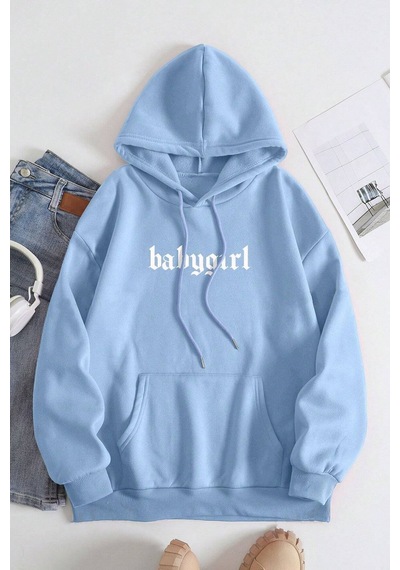 Uyguntarz Baby Girl Baskılı Sweatshirt Bebe Mavisi