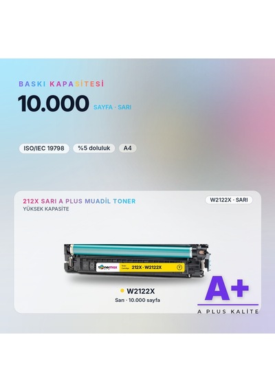 Hp 212x W2122x Sarı Uyumlu Toner A Plus / Color Laserjet Enterprise M554 / M555 / Mfp M578