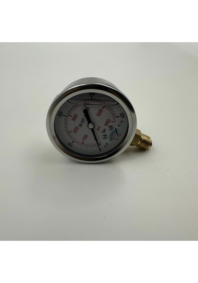 Ø 63 - 0 - 400 Bar 1/4 Alttan Çıkışlı Gliserinli Manometre
