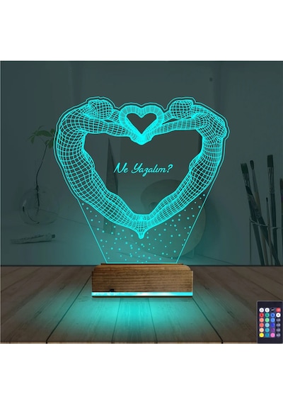 Luvivia Kalp Sevgiliye Hediye Kişiye Özel 3d Lamba - Masa Gece Lambası V8