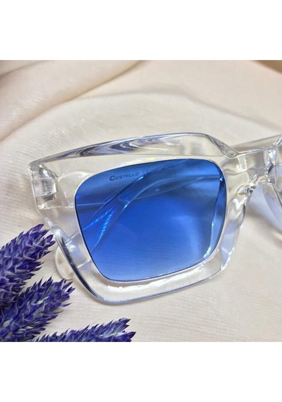 Cat Eye Kristal Şeffaf Kadın Güneş Gözlüğü  Mavi Cam