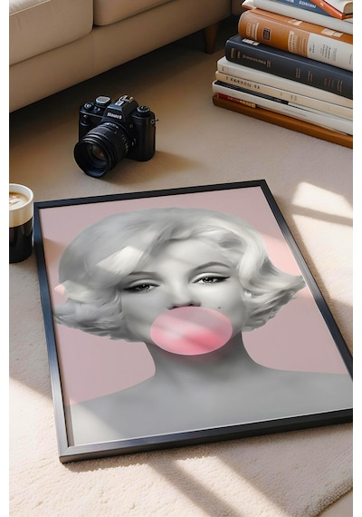 Marilyn Monroe Pembe Sakız Balonu Çerçeveli Tablo - Pop Art Poster Tablo