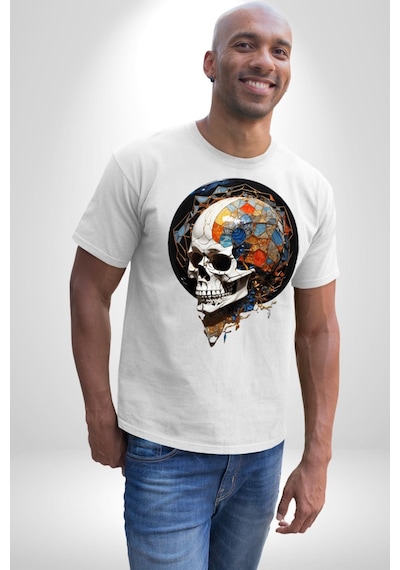 Kuru Kafa Kristal Unisex Unisex Beyaz Organik Baskılı T-shirt Penye Yüksek Kalite Beyaz