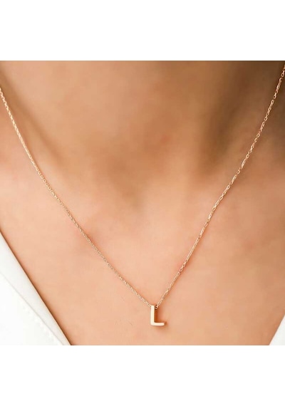 Gümüş Rose 3 Boyutlu L Harf Kadın Kolye (523513026)
