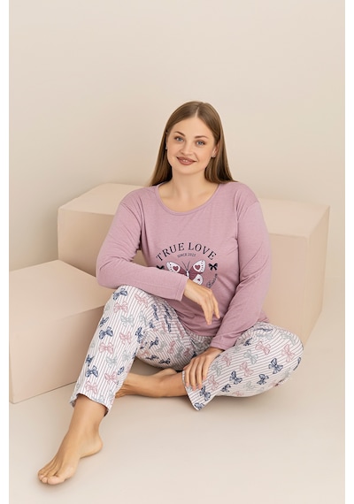Rindahomewear Büyük Beden Süprem Pijama Takımı GÜL KURUSU