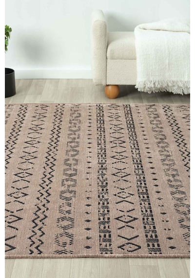 Gaia Bej Halı Yıkanabilir Kaymaz Taban Şönil Kilim Dokuma Pamuk Taban Kilim 10351 Bej