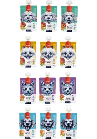 Taze Köpek Et Ezmesi 4 Çeşit Karma 90 Gr. X 12 Adet