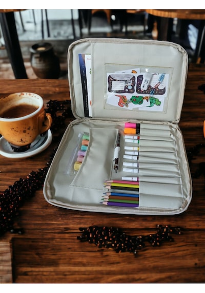 Next Craft Evrak Kalemlik Çantası Çocuklar İçin Aktivite Etkinlik Çantası Boyama Ve Defter Çantası Bej