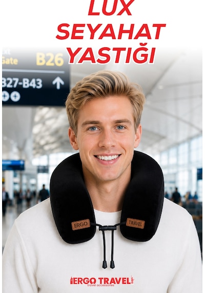 Viscofoam Lux Ortopedik Seyahat Yastığı Visco Boyun Destekli Seyahat Yastığı - Siyah | Ergo Travel