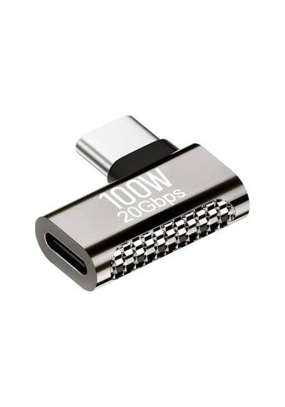 100w Usb-c 90 Derece L Tipi Adaptör - 20gbps Veri Aktarımı, 8k Ultra Hd Görüntü Destekli, Dönüştürücü Otga