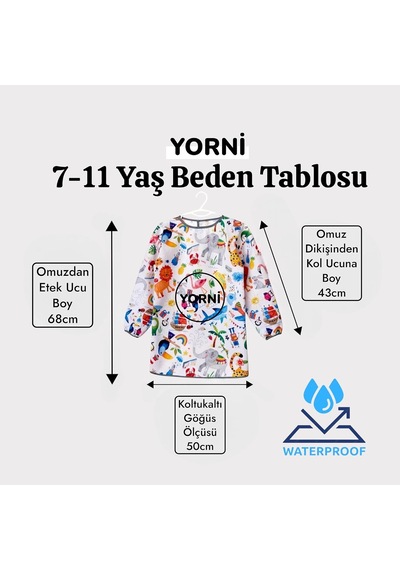 Jungle Çocuk Aktivite Önlüğü Uzun Kollu Sıvı Geçirmez 7-10 Yaş