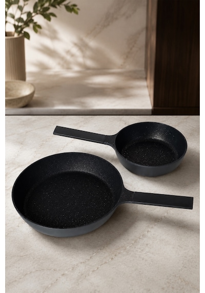 Pro Grade 2'li Granit Döküm Tava Seti Gri 20 Cm - 24 Cm Çok Renkli