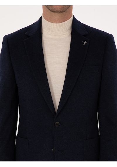 Cacharel Lacivert Slim Fit %100 Kaşmir Flanel Ceket