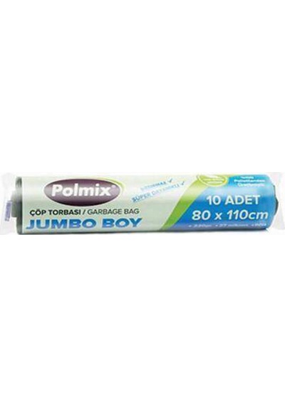 Çöp Torbası Polmix Jumbo Boy 220 Gram 80X110 Siyah 1 Paket