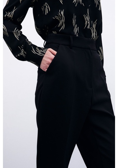 Sateen Cepli Düz Pantolon - Siyah-135871 Siyah