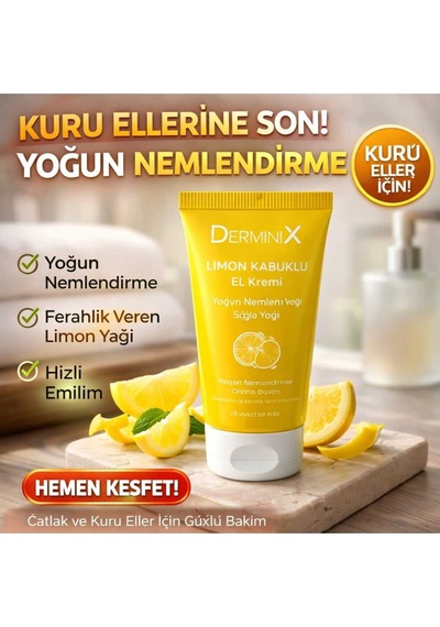 Limon Kabuklu El Kremi 50 Ml Yoğun Nemlendirici, Hızlı Emilim, Kuru Eller İçin
