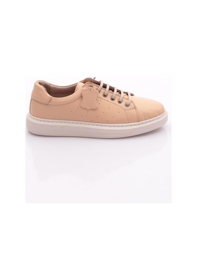 Dgn P64 Kadin Bağcikli Düz Taban Sneaker Ayakkabi Bej