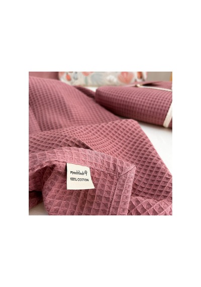 %100 Pamuk Waffle Gül Kurusu Pembe Tek Kişilik Pike