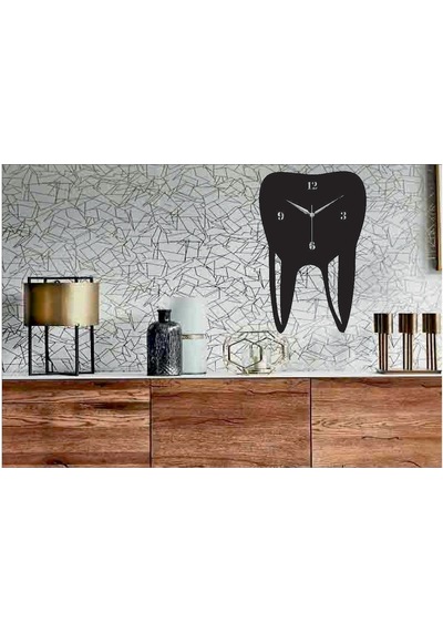Diş Temalı Dekoratif Ahşap Duvar Saati Boyut 50X33 Ahşap