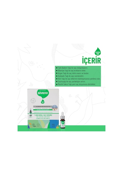 Siveno %100 Doğal Onarıcı Yoğunlaştırıcı Bakım Serumu Bitkisel Yıpranmış ve Dökülen Saçlara Özel 4 x 10 ML