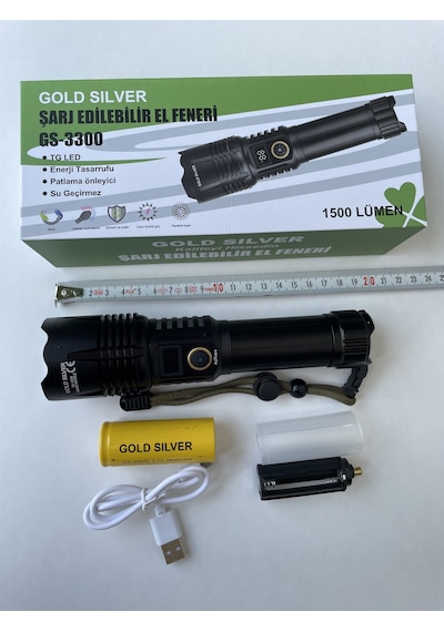Gold Silver Gs-3300 En Yeni Model El Feneri Siyah