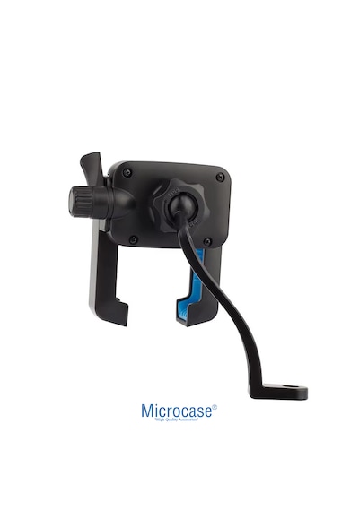 Microcase Bisiklet Ve Motosiklet Ayna Bağlantılı Telefon Tutucu 360 Döner Başlık Kilit Mekanizmalı 3.5-6.8 İnç Uyumlu Kaymaz Silikon Pedli Motor Bisiklet Telefon Tutucu - Al5740 Siyah