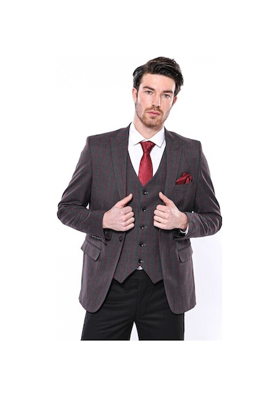 Wessi Ekose Füme Slim Fit Erkek Ceket 001