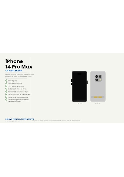 Renova İphone 14 Pro Max Cam Değişmiş Ekran