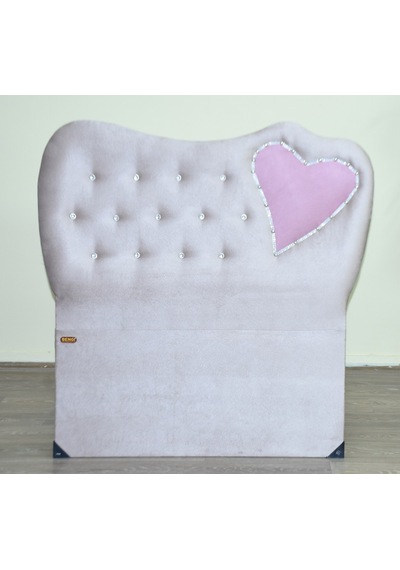 Başlık KALPLİ  Eko 90 cm  Baby face AÇIKGRİ Pembe Renk kapitone El yapım