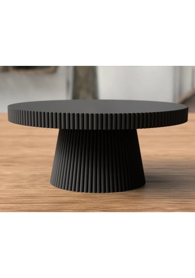 Storeşahin 3d Baskı Japandi Tarzı Ayaklı Dekoratif Tepsi Çizgili Kek Sunum Standı Siyah 24 Cm Shn0720