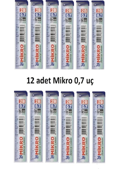 Mikro Kalem Ucu 0.7 2B Dereceli Cetvelli - 12'li Paket