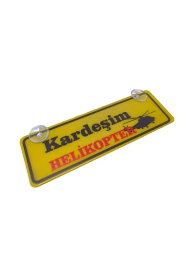 Northcity Yazılı Helikopter Dekor Plakası - Vantuzlu Cam Süsü 22x7.5cm