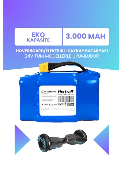 Hoverboard / Elektrikli Kaykay Bataryası 24v 3.000mah Pil