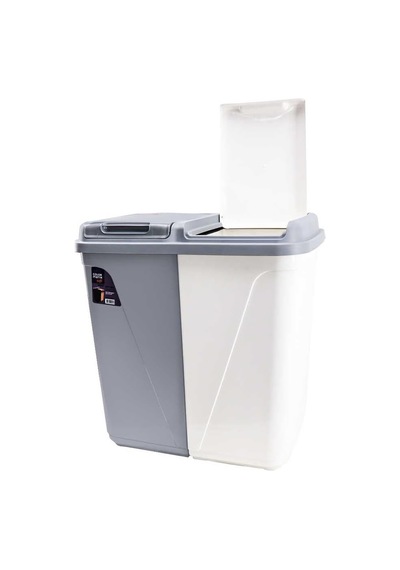 Violet 90 Litre Çift Gözlü Çamaşır Sepeti Gri-beyaz