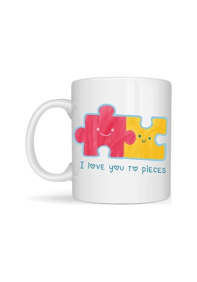 Vaveni I Love You To Pieces Baskılı Porselen Kupa Model 14 - Sevgiliye Arkadaşa Özel Tasarım Kahve Kupası - Hediye Kupası Arz