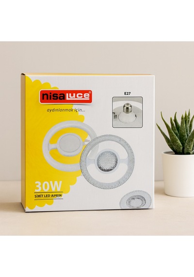30w E27 Led Ampul 6500k 2700 Lumen Simit Model Mika Kristal Plastik Cam Beyaz - Çok Renkli